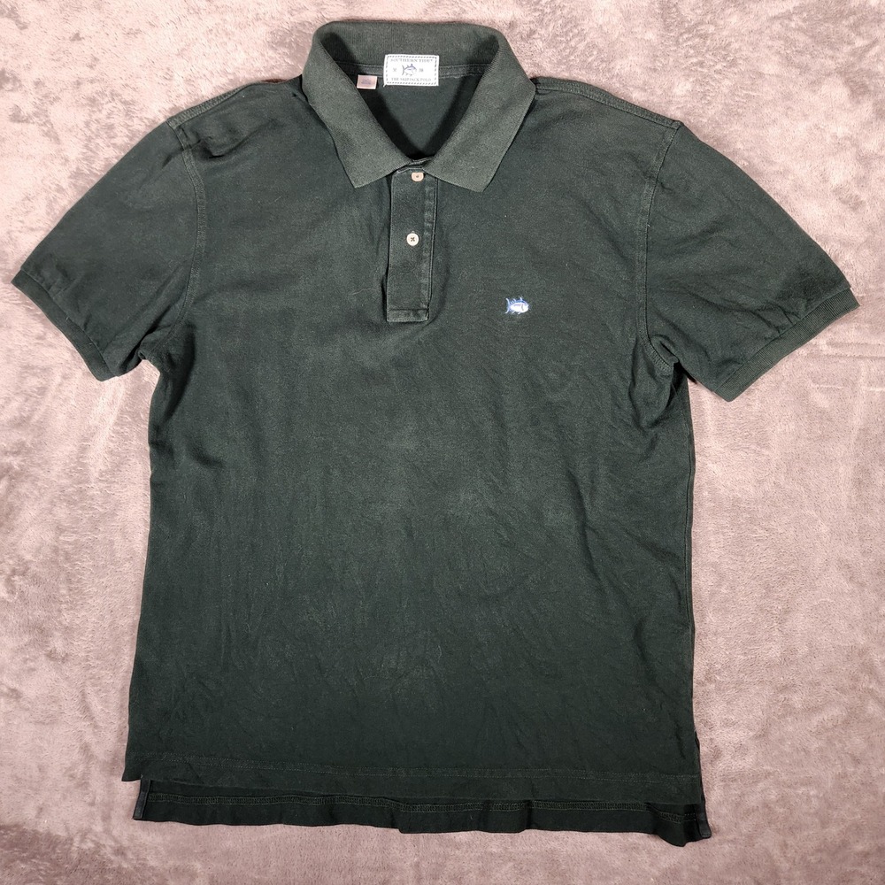 Southern Tide Skipjack Polo Mens Medium Green Short Sleeve Cotton Pique
